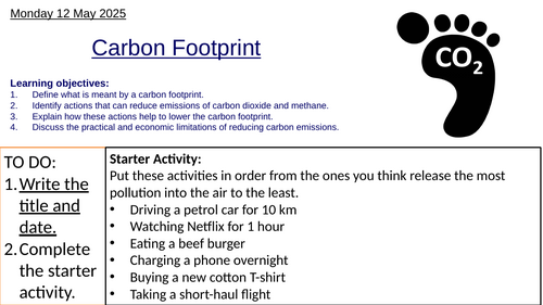 AQA GCSE Combined Science Chemistry: Carbon Footprint Complete Lesson
