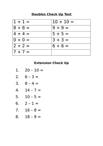 Doubles Check Up Test