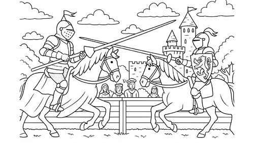 Colouring in: Jousting Knights