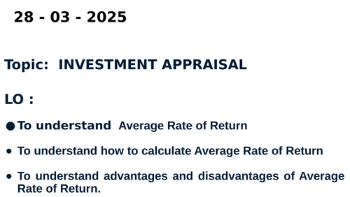 Investment Appraisal