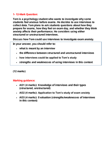 12 Mark-Questions GCSE Edexcel Psychology