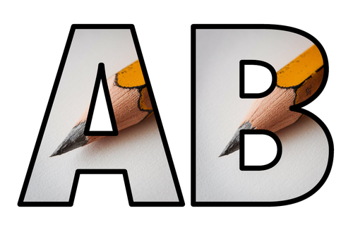 Pencil Art Sketch Drawing Lettering Set Display Title Letters Numbers Signs