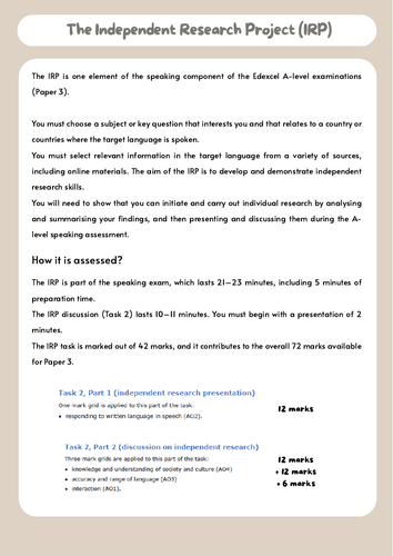 IRP Guide (Edexcel)