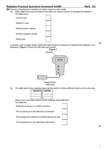 AQA GCSE Physics practical exam question booklets