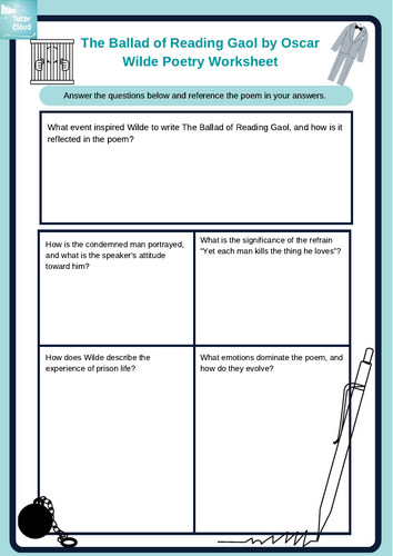 The Ballad of Reading Gaol by Oscar Wilde Poetry Worksheet