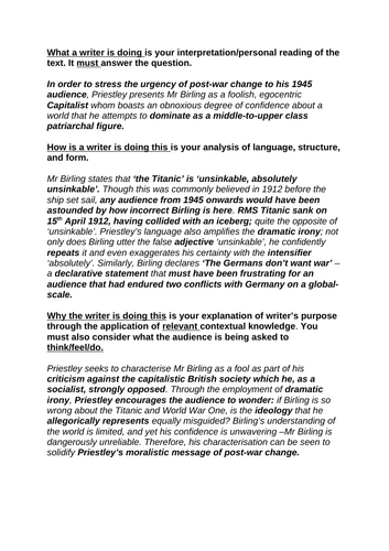 An Inspector Calls Essay Writing