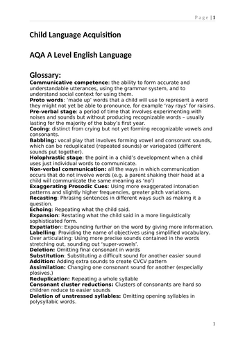 A Level English Language Acquisition Revision Booklet AQA