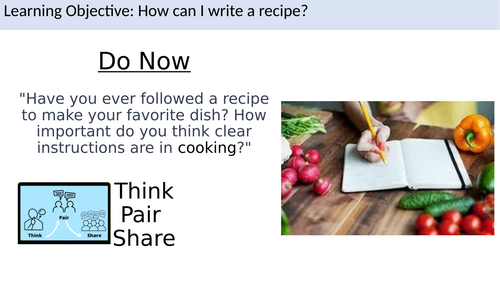 Writing Recipes- Second Language English