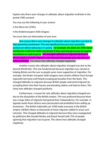 Migration in Britain example question