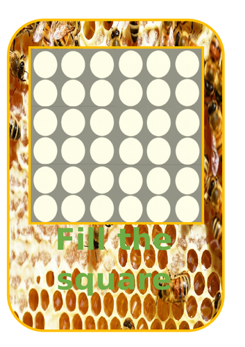 6x6 bee Numicon fill the square sheet