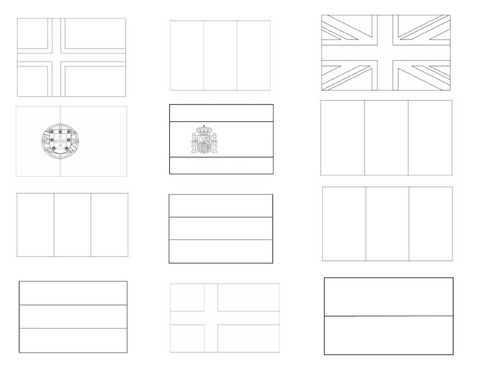 16 European Flags to Colour