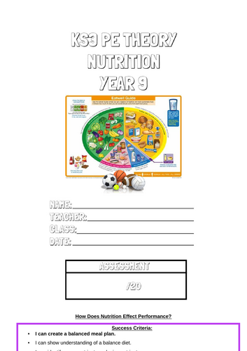 KS3 Nutrition Lesson
