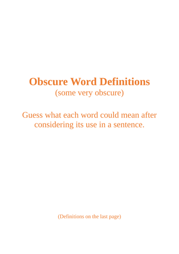 Obscure Words in the English Language Quizzes