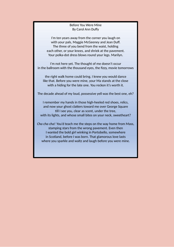 Carol Ann Duffy Feminist Poetry Analysis