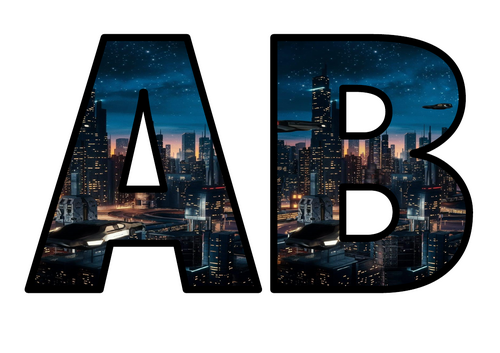Future AI City Lettering Set Instant Display Title All Letters Numbers Signs