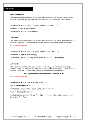 KS3 - Small Basic (Sample)