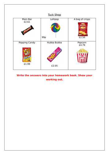 Simple Money Word Problems