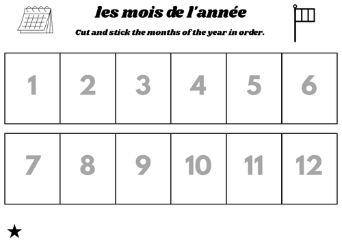 les mois de l'année - the months of the year (cut and stick)