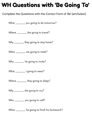 be going to wh questions exercises