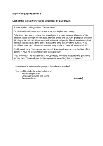 English GCSE Paper 1 Language question