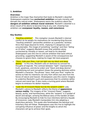 GRADE 9 FULL MACBETH THEMES QUOTES ANALYSIS