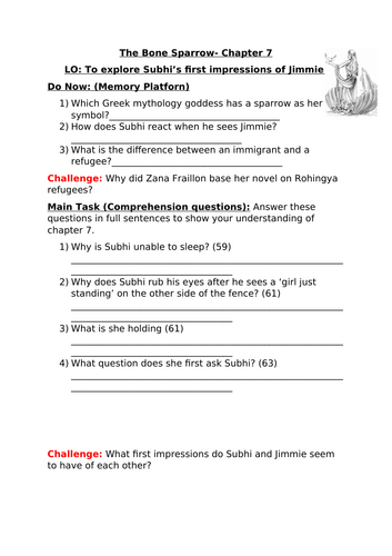 The Bone Sparrow- Chapter 7 (Worksheet)