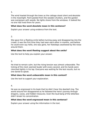KS2 SATs style Reading Questions