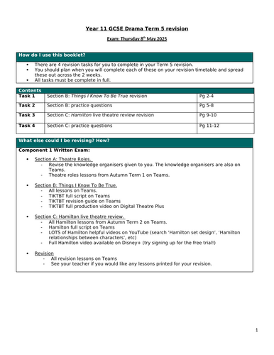 AQA GCSE Drama revision booklet