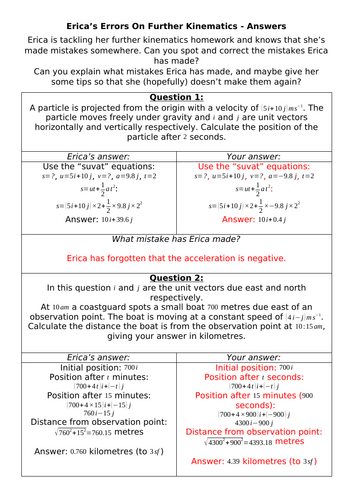 Erica's Errors on Further Kinematics