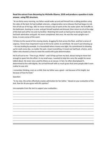 Pearson 2.0 English Language paper 1 Question 6 Style Questions with texts