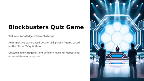 Blockbusters Quiz Game  Customisable Interactive PowerPoint for Any Subject or Year Group