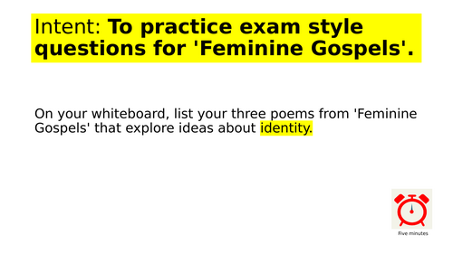 AQA Literature A Level 'Feminine Gospels' revision lesson