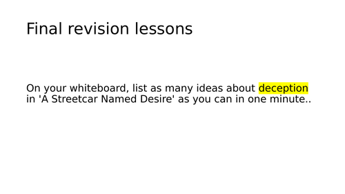 AQA Language and Literature A Level 'A Streetcar Named Desire' revision