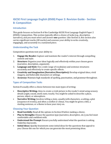 IGCSE FLE 0500 Revision (Paper 2: Composition)