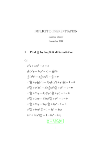 IMPLICIT DIFFERENTIATION