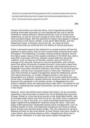 AQA A-Level Physical Geography key theme essay plans