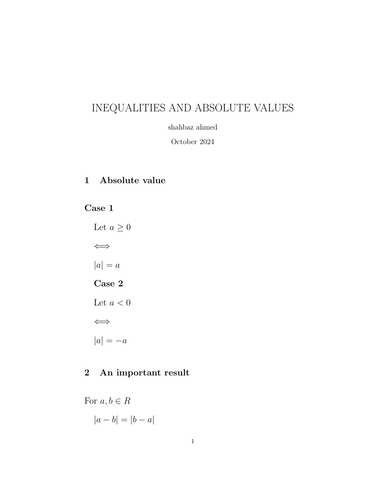 INEQUALITIES AND ABSOLUTE VALUES