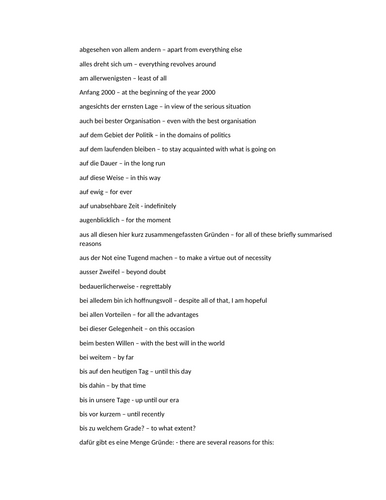 A LEVEL GERMAN essay writing - ambitious phrases/ sentence starters