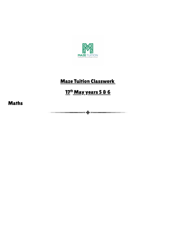 Upper KS2 Maths and English Cover lesson 11+
