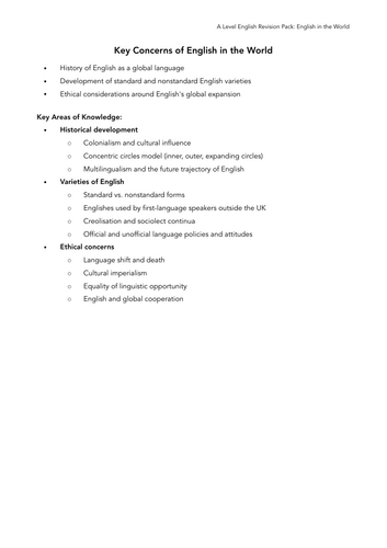 CIE Eng Lang P4 Revision - English in the World