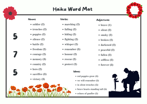WW2 Haiku Poem Mat