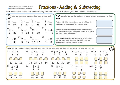 Fractions - Adding & Subtracting