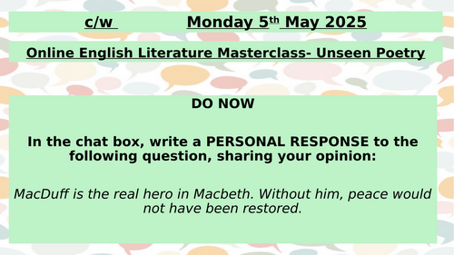 Unseen Poetry Masterclass