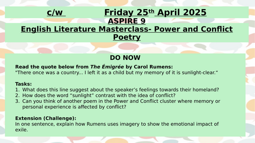 Power and Conflict Poetry Masterclass