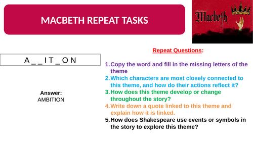 Macbeth Literature Repeat Tasks
