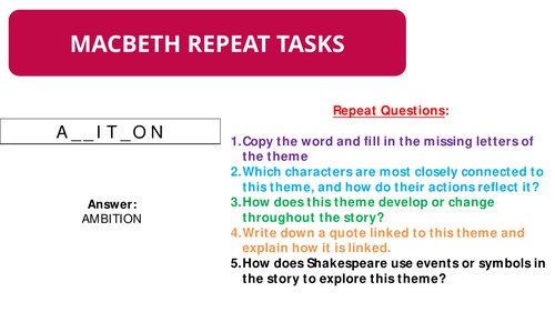 Macbeth Literature Repeat Tasks