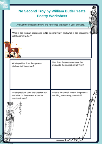 No Second Troy by William Butler Yeats Poetry Worksheet