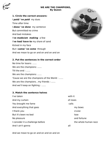 We are The Champions - Learning English through music