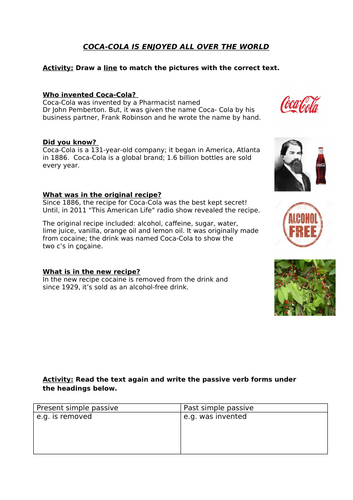 ESOL Entry 3 Lesson 2 Worksheets - Passive Verbs