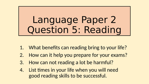 Language Paper 2 Question 5: We Should Read More
